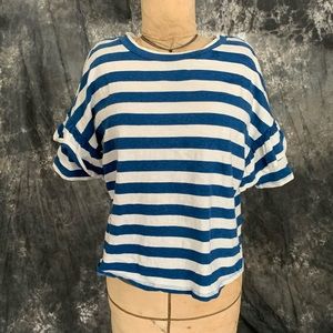 Universal threads stipe tee with ruffle sleeves